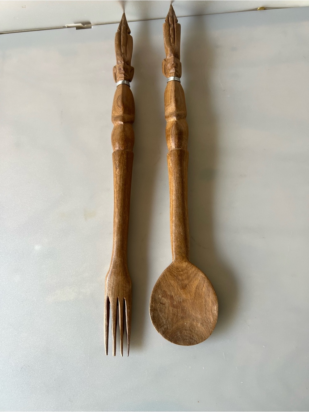 Vintage Teak Wood Carved African Tribal Set